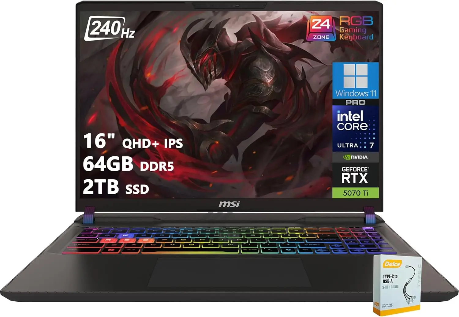 

Игровой ноутбук MSI Vector 16 HX AI 7 255HX | 64 ГБ DDR5, 2 ТБ SSD | GeForce RTX 5070 Ti (до 992 AI Tops) | RGB-подсветка