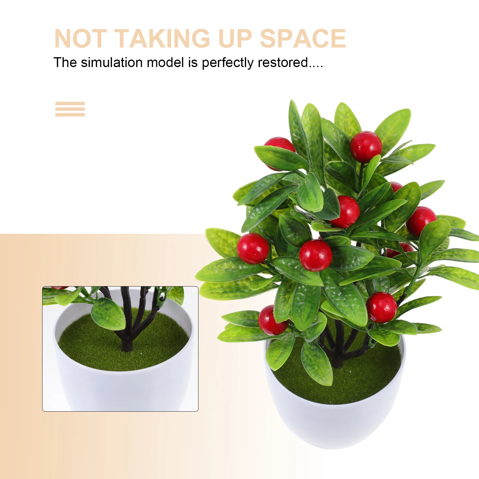 

2pcs Lifelike Bonsai Decor Desktop Potted Artificial Green Plants Bonsai Realistic Fake Plant Simulation Plant Ornament