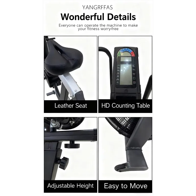 

Commercial Upright Stainless Steel Air Bike - Indoor Stationary Bicycle for Home Gym & Fitness