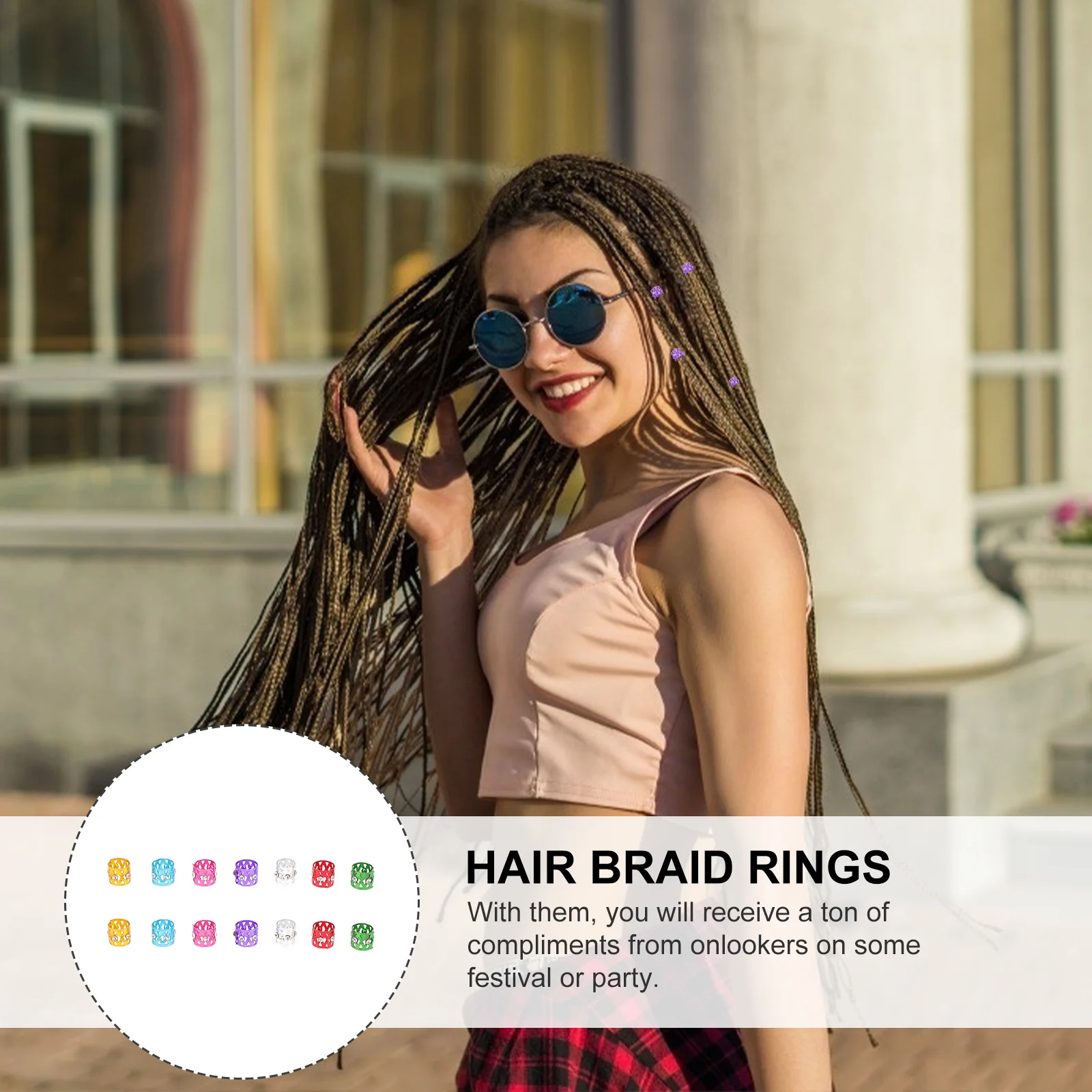 

50Pcs Dreadlocks Braiding Rings Alloy Hair Braids Accessories Hair Extension Ring Tube DIY Adjustable Cuffs for Fashion Events