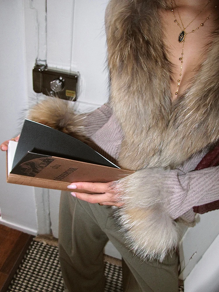 

Itsnikar Women's Knitted Cardigan with Fur Collar Slim Fit Base irt Sexy Vintage Sweater Coat ort Length V-Ne Long Sve