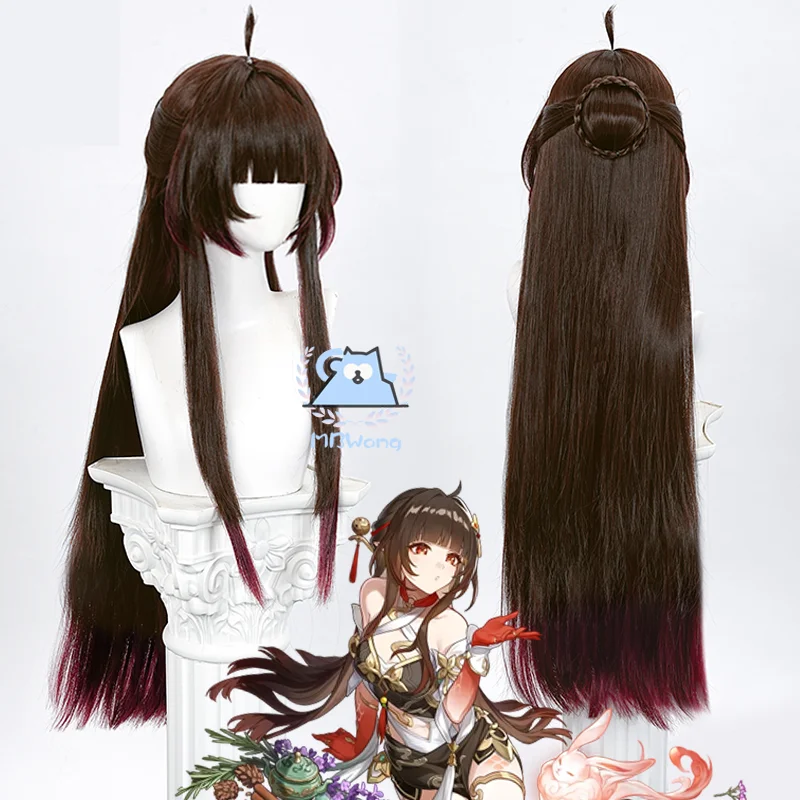 Presell Honkai: Star Rail Lingsha Cosplay Wig Ling Sha Cosplay 90cm Red Gradient Color Long Hair Cosplay Halloween Party