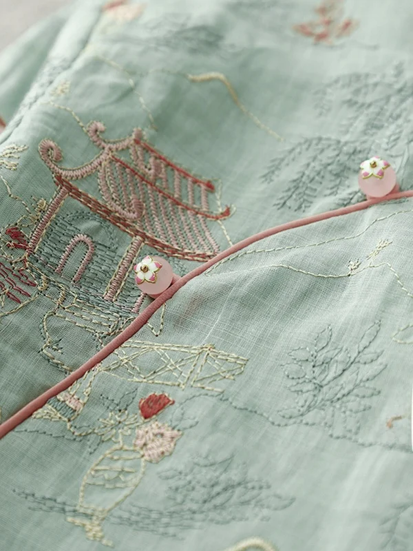 새로운 중국 스타일 여성 셔츠 우아한 무거운 자수 반팔 슬림핏 탑 패셔너블 전통 중국 패션