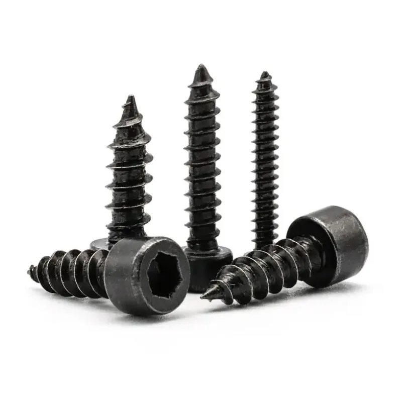 10/20/50/100pcs M2 M2.6 M3 M3.5 M4 M5 M6 Black Carbon Steel Allen Hex Hexagon Socket Cap Head Speaker Wood Self-tapping Screw