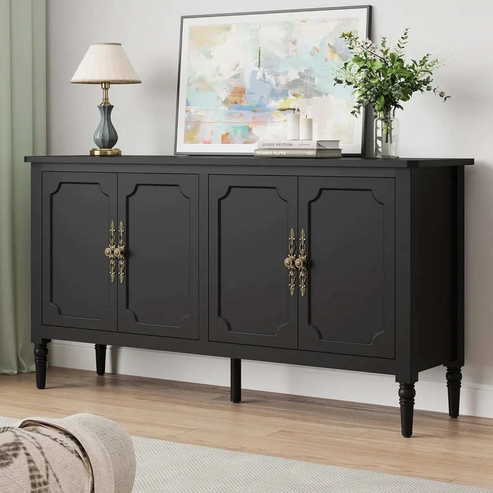 

Sideboard Buffet Cabinet with Storage, 58'' Mid Century Modern Crendenza with Solid Wood Legs, Accent Media Console Cabinet wit