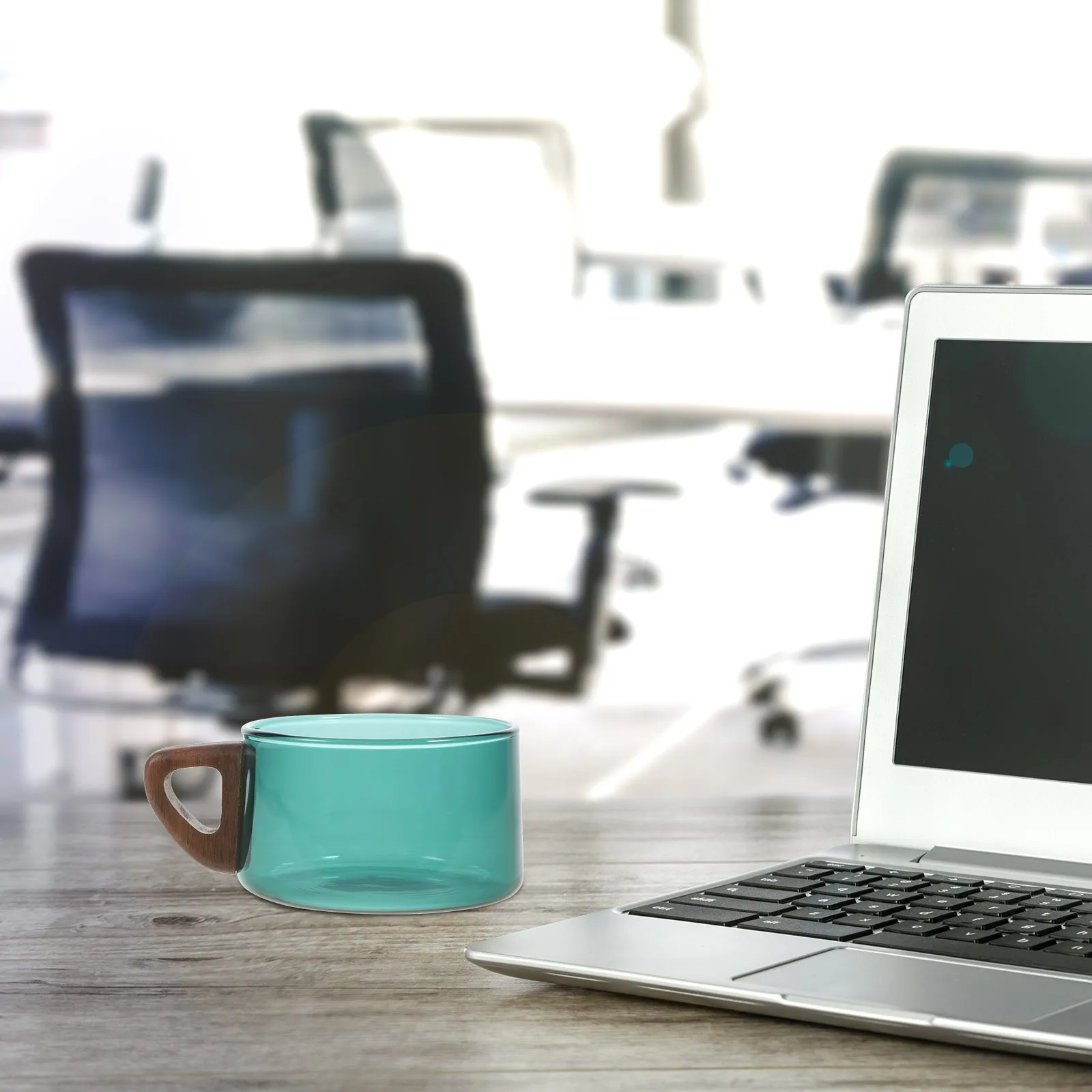 

Glass Coffee Cup Large Capacity Square Japanese Style Walnut H Mug Drink Milk Water Juice Tea Practical Home Use Coffee Shop