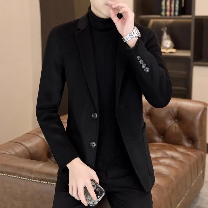 Woolen Coat Men's High-end Casual Double-sided Woolen Suit Men's Autumn and Winter Single Western Short Suit Jacket ZS