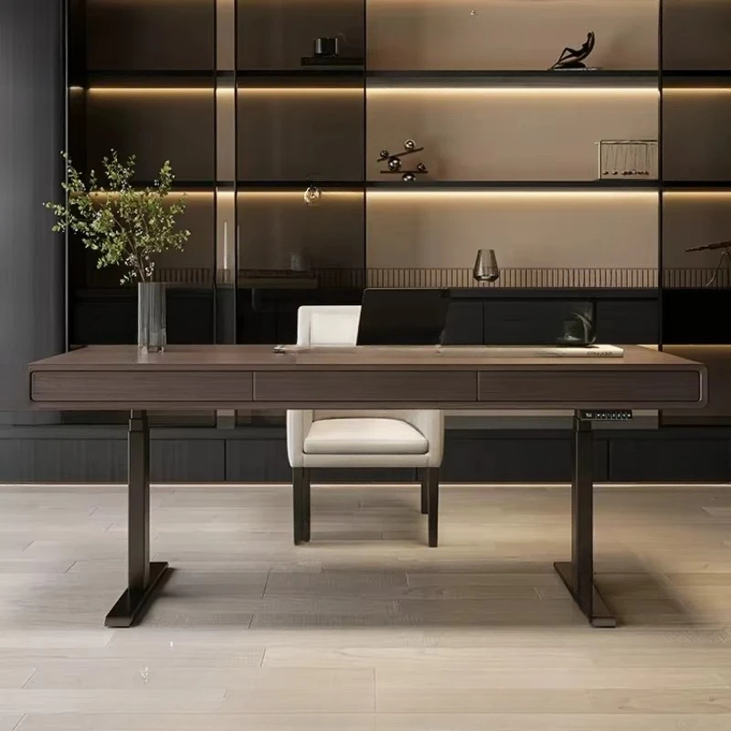minimalist intelligent electric lifting desk light luxury modern home high-end solid wood