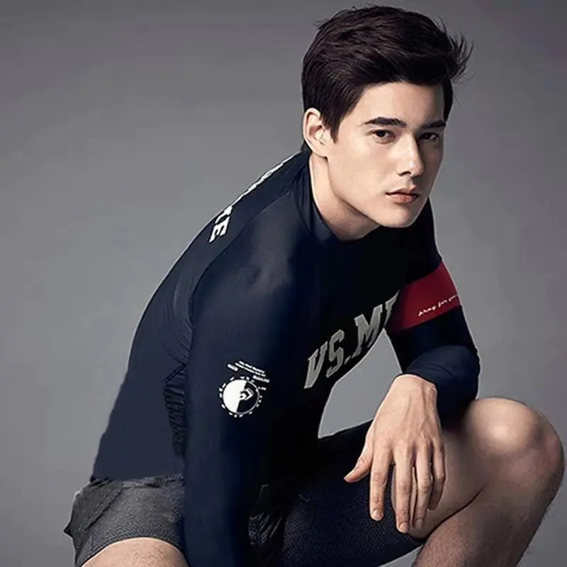 Yoga Suit Stitching Long Sleeve Sun-protective Clothing Diving Suit Slim Split High Waist Swimsuit Clothing for Men Women