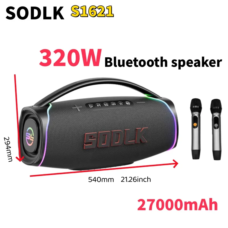 SODLK S1621New Model 320W Portable Bluetooth Karaoke Speaker Home Theater Sound Quality Party Speaker with 2 Mic Caixa De Som