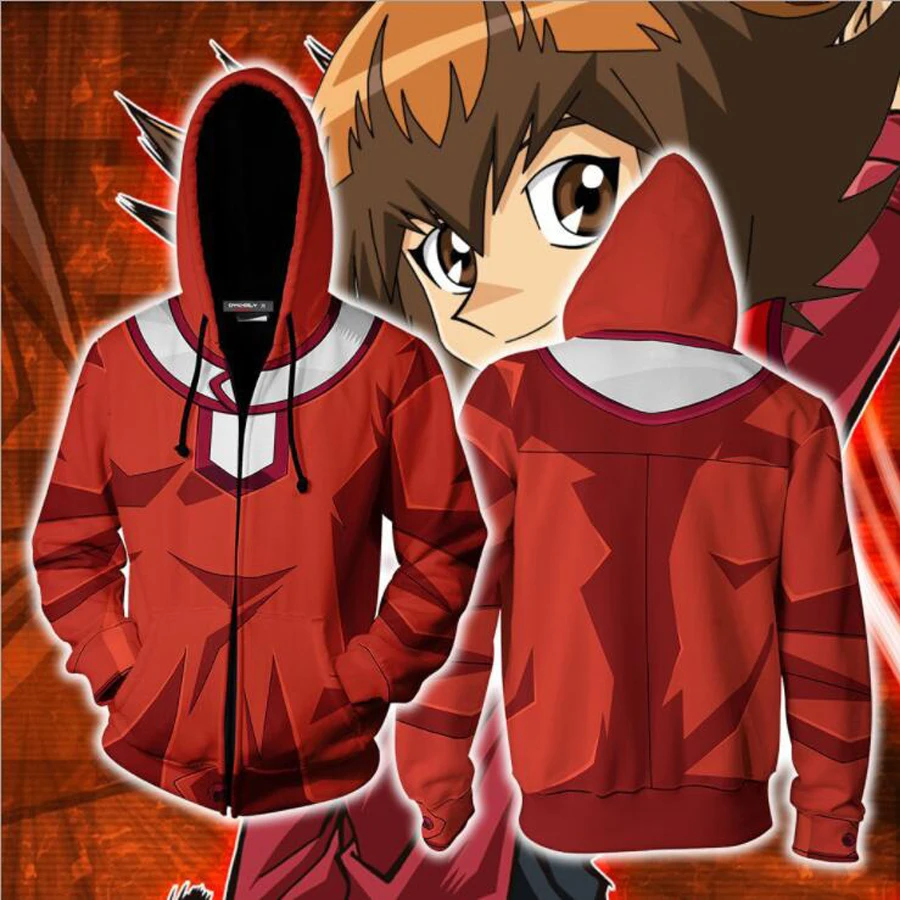 Trận Đấu Tay Đôi Quái Vật YU GI OH 3D In Hình Khóa Kéo Lên Nữ/Nam Hoodie Nỉ Marufuji Ryo Cosplay Dây Kéo Mũ Trùm Đầu nam Phù Hợp Với Áo