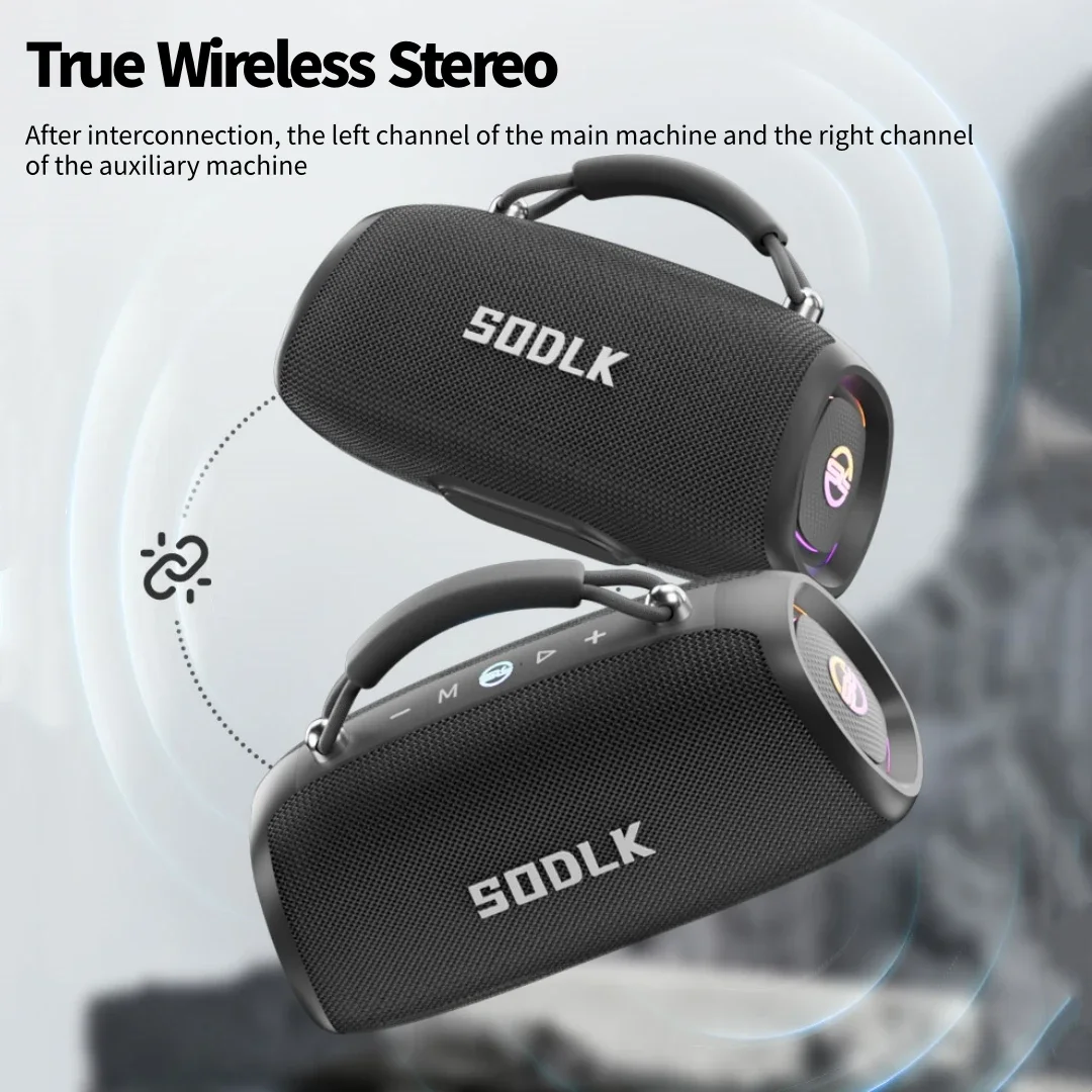 

100W 5-Unit Sound Bluetooth Speaker SODLK T330 IPX6 Waterproof TWS Stereo Portable Speaker with RGB Light TF Card AUX Player