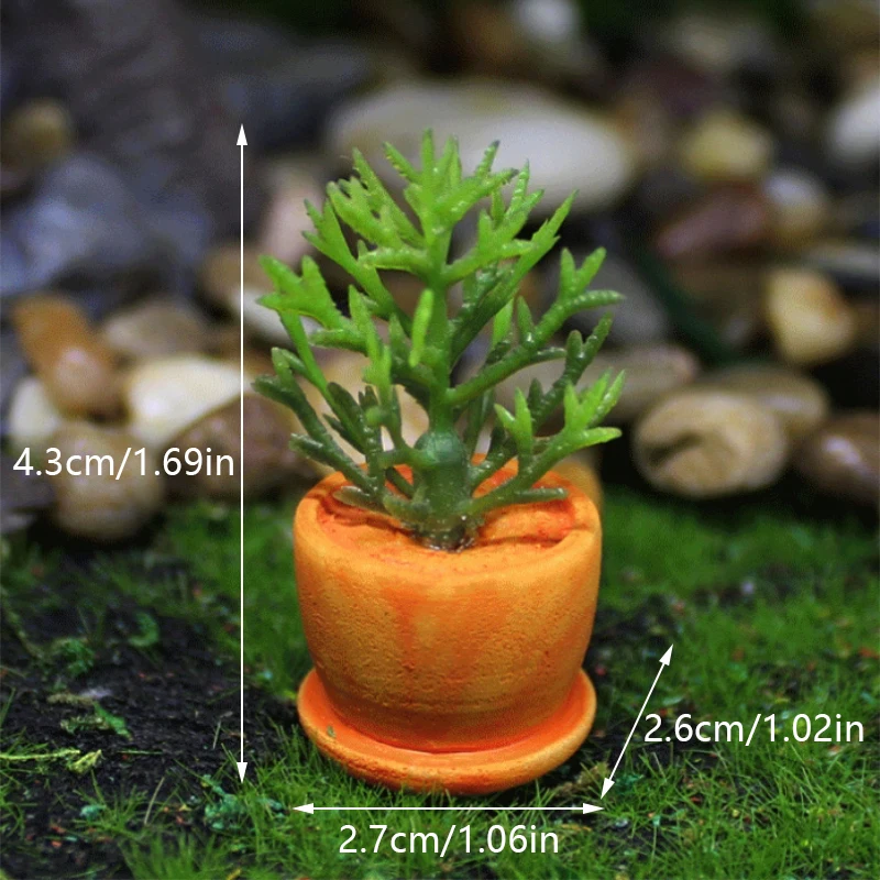 Plantes vertes en pot miniatures, maison de courses, mini pot de fleurs, succulentes en pot, micro paysage, modèle de jardin, décoration d'intérieur, 3 pièces par ensemble, 1:12