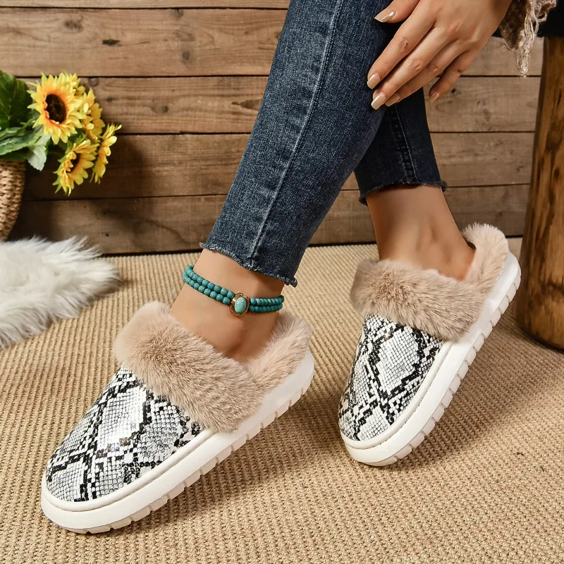 

Cozy Plush-Lined Platform Slippers Women's Fur Shoes Female Home Boots with Fur Indoor Warm Shoes Female Male Home Floor Slipper