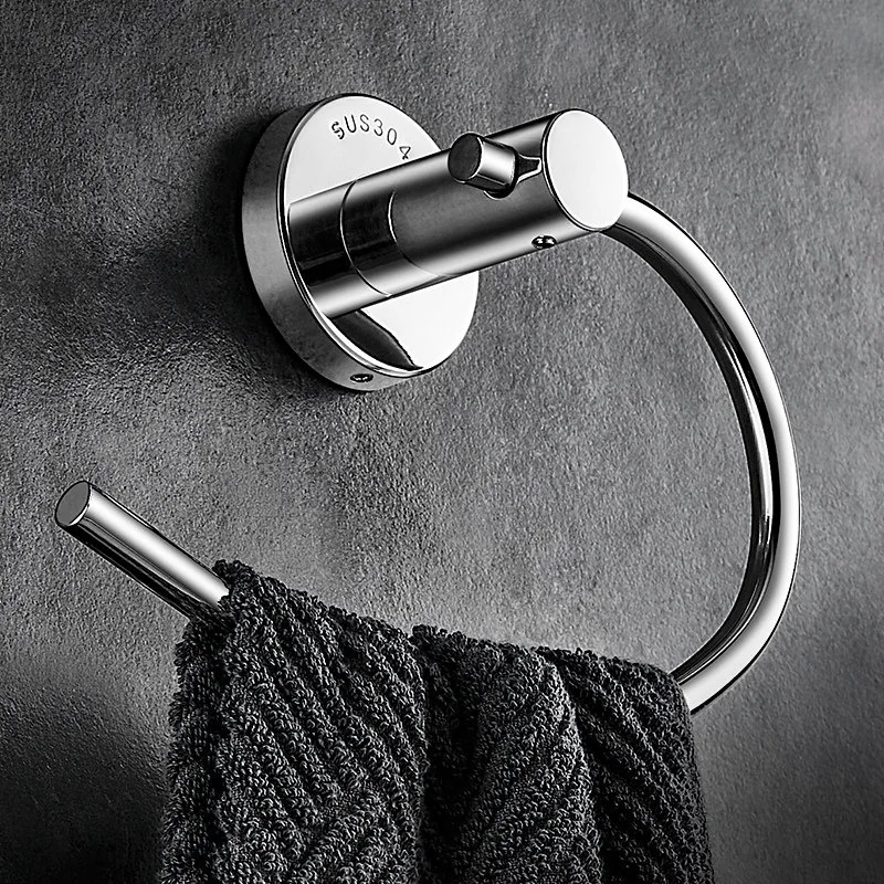 

Self Adhesive Towel Ring 304 Stainless Steel Bathroom Round Towel Hanger No Punching Nordic Luxury Towel Rack
