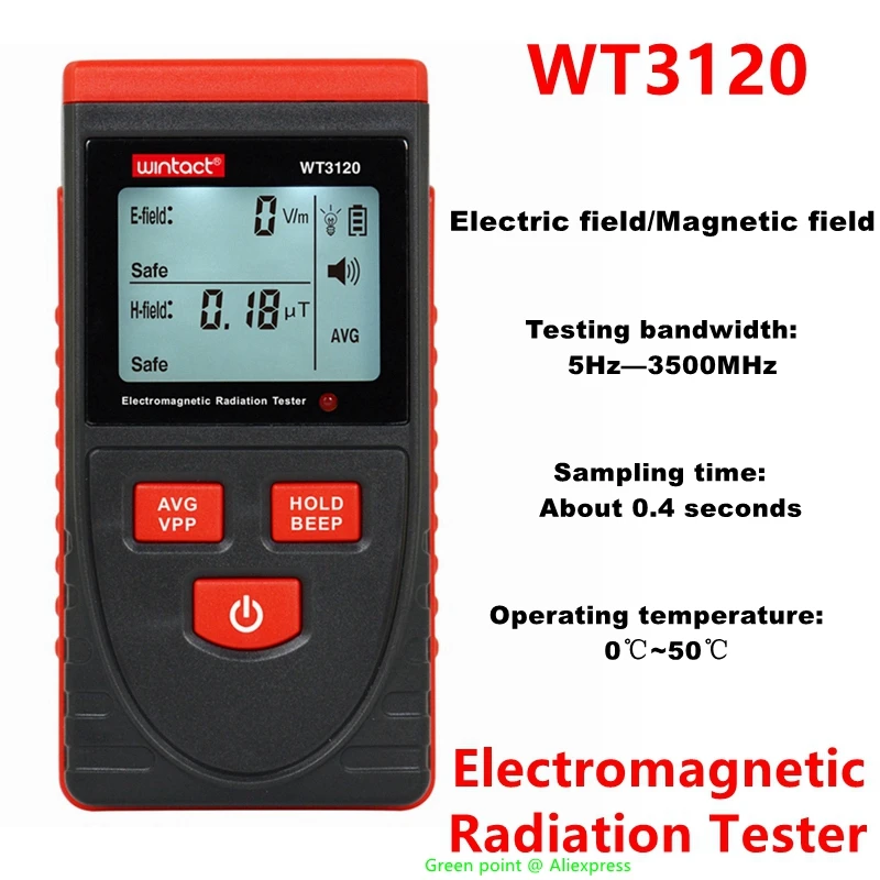 

5PC Fashionable Design Electromagnetic Radiation Tester WT3120 Radiation Curvey Meter LCD Graphic Display Make Field Measurement