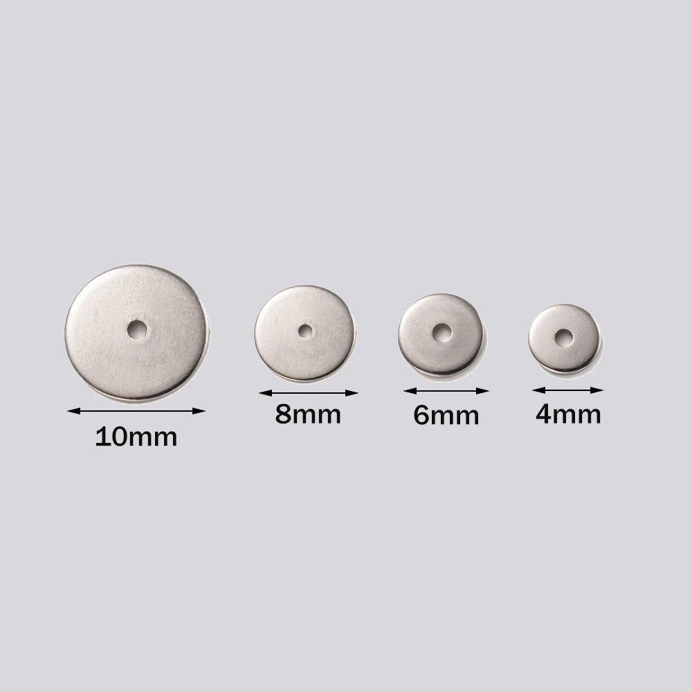 50Pcs 4/6/8/10mm Stainless Steel Golden Flat Round Disc Loose Spacer Beads For DIY Bracelets Necklace Jewelry Making Supplies