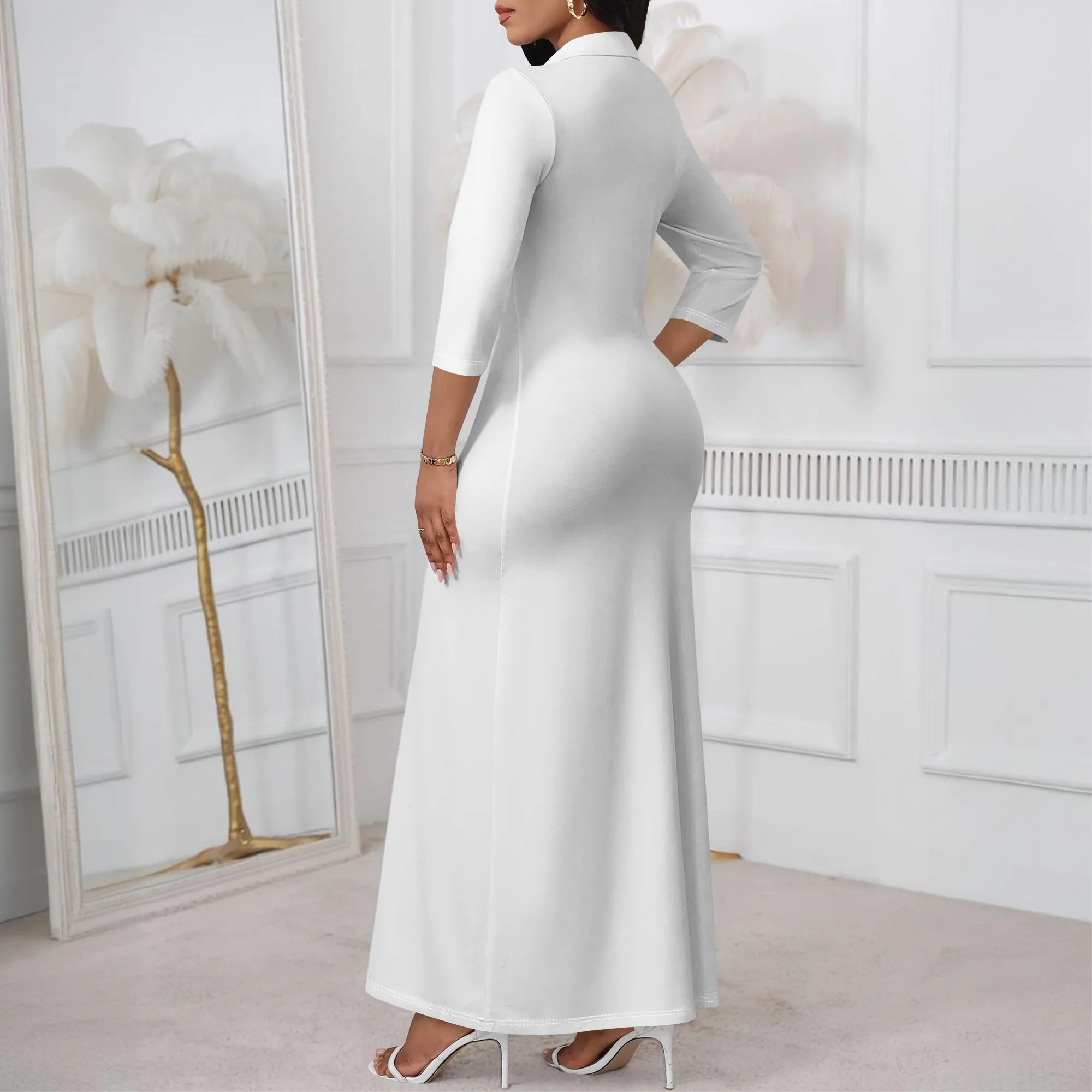 長袖セータードレスラップVネックセクシードレスカジュアルボディコンスリットカクテルパーティードレス