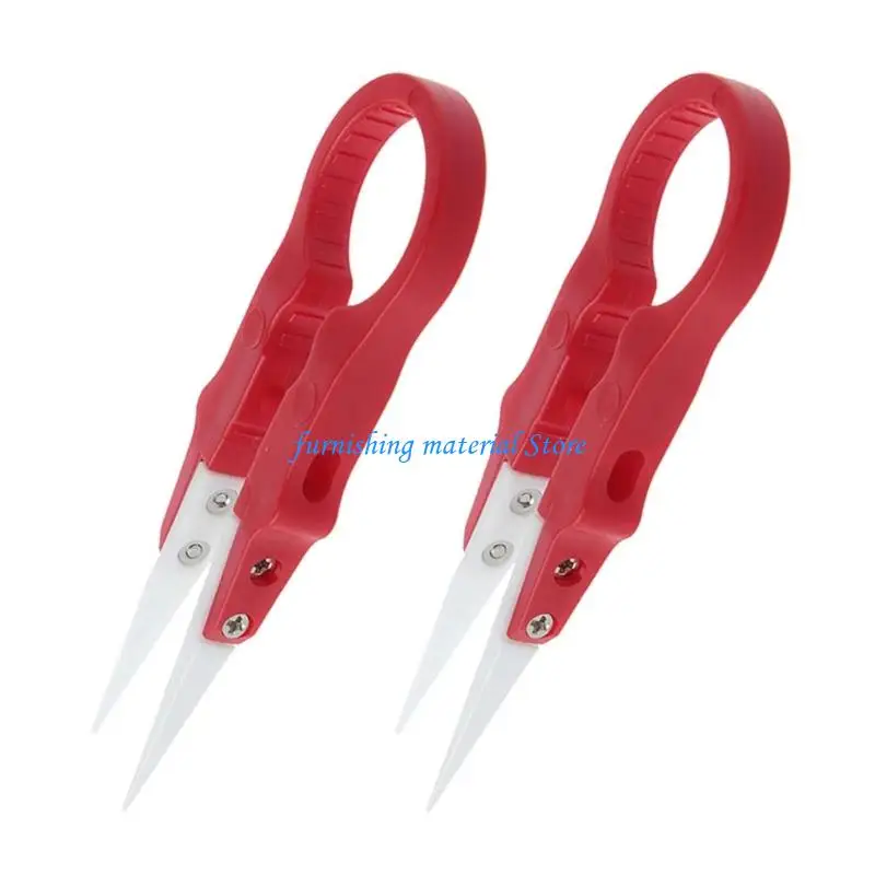 

Y5GD 2Pcs Ceramic Straight Tip Electronic Soldering Tweezers AntiStatic Reverse