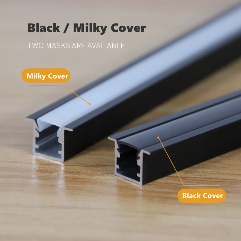 0.5m/1m 10x10mm Black LED Aluminum Profile W Style Channel For 5050 5630 Strip Light Black Milky Cover Cabinet Closet Bar Lamp