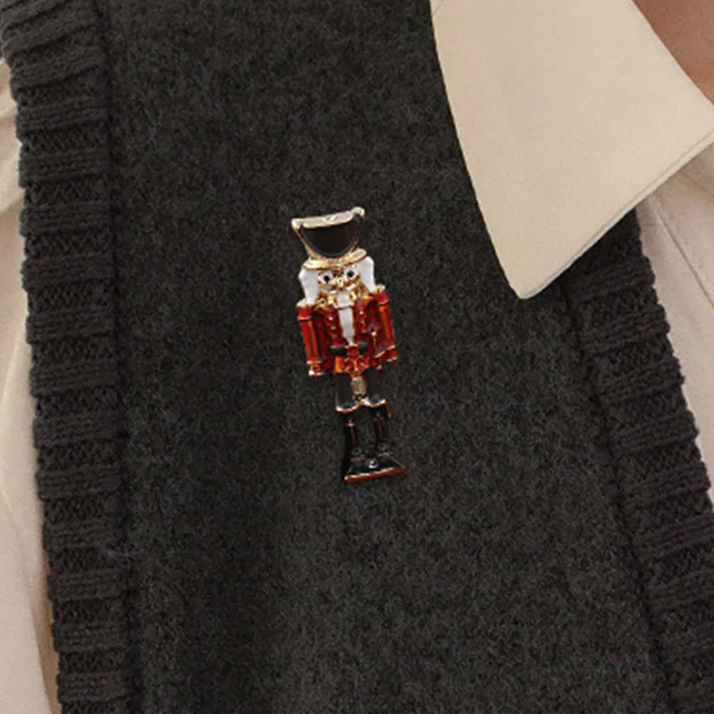 Pin Nutcracker Brooch Cute Soldier Decorate Lapel Pearl Earrings Dangling Suits