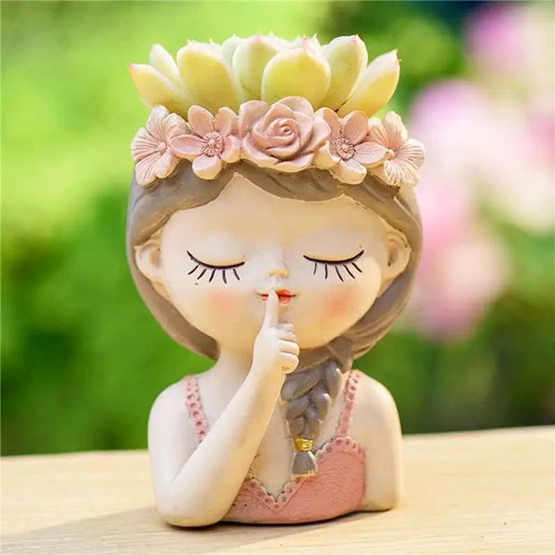 A53Q-2X Small Fairy Plant Pot Kit With Drainage Hole 4 Inch Indoor Cactus Pot Unique Cute Flower Vases Decors B
