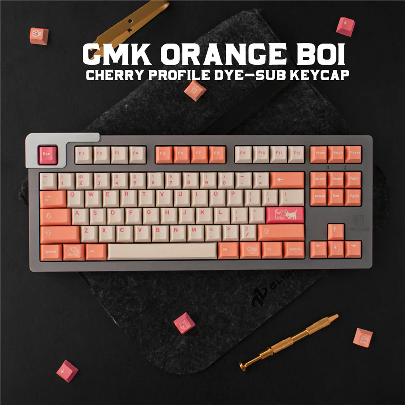 GMK Orange Boi Keycaps Cherry Profile DYE-Sub PBT 23/129 Keys For MX Switch With 6.25U 7U Space Bar Mechanical Keyboard Keycap