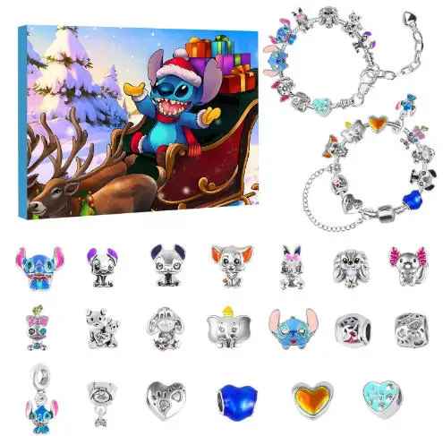 Christmas Advent Calendar Blind Box Mickey Stitch Bracelets 24 Days Xmas Countdown Calendar Diy Jewelry Christmas Gifts - Image 5