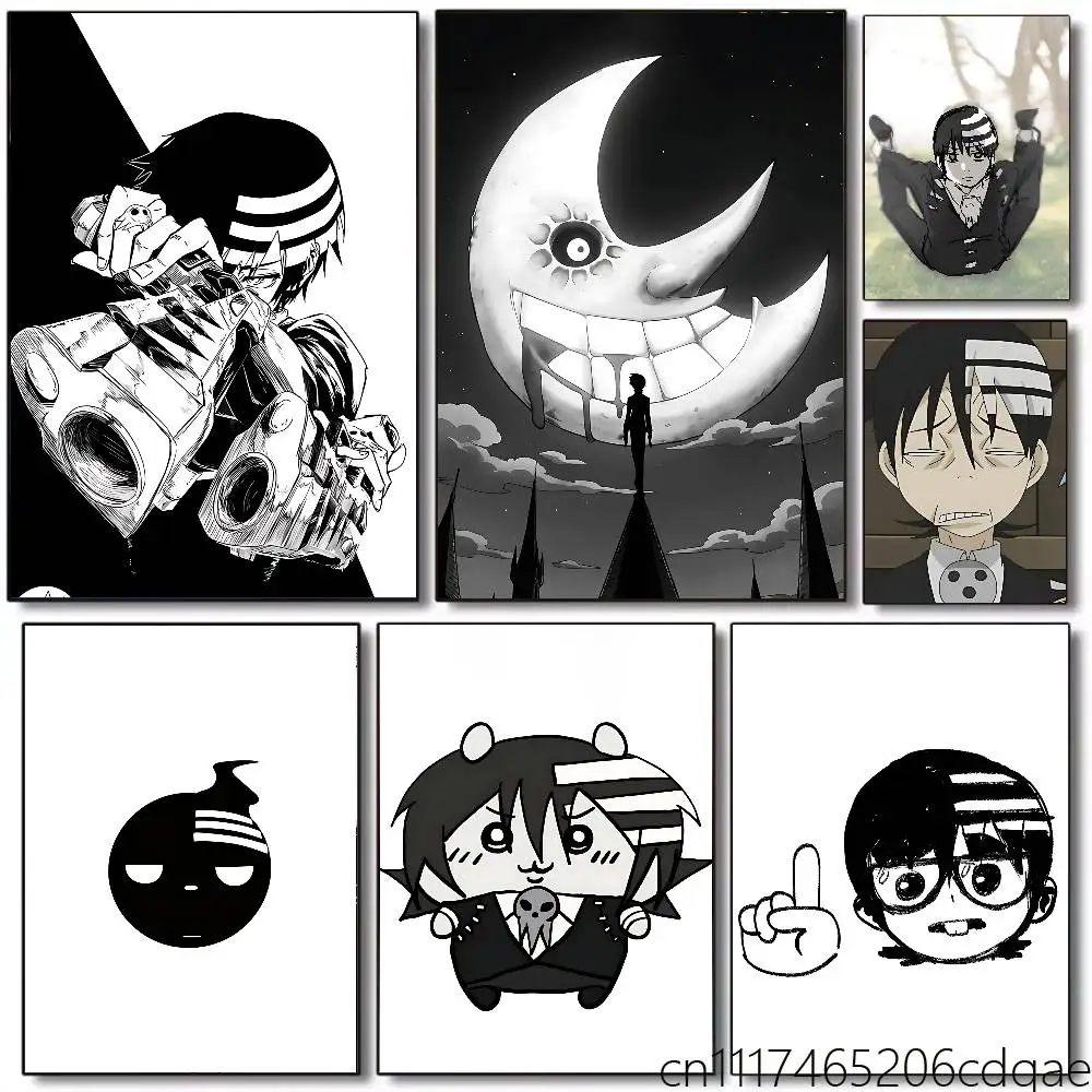 FOR Soul Eater Death the Kid Poster Self-adhesive Art Waterproof Paper Sticker Coffee House Bar Room Wall Decor