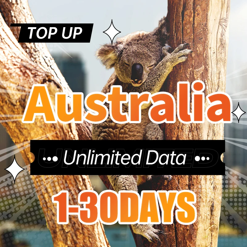 Australia Prepaid 4G Data SIM Card 1-30Days Australia Travel Unlimited Data High speed SIM Card support eSIM