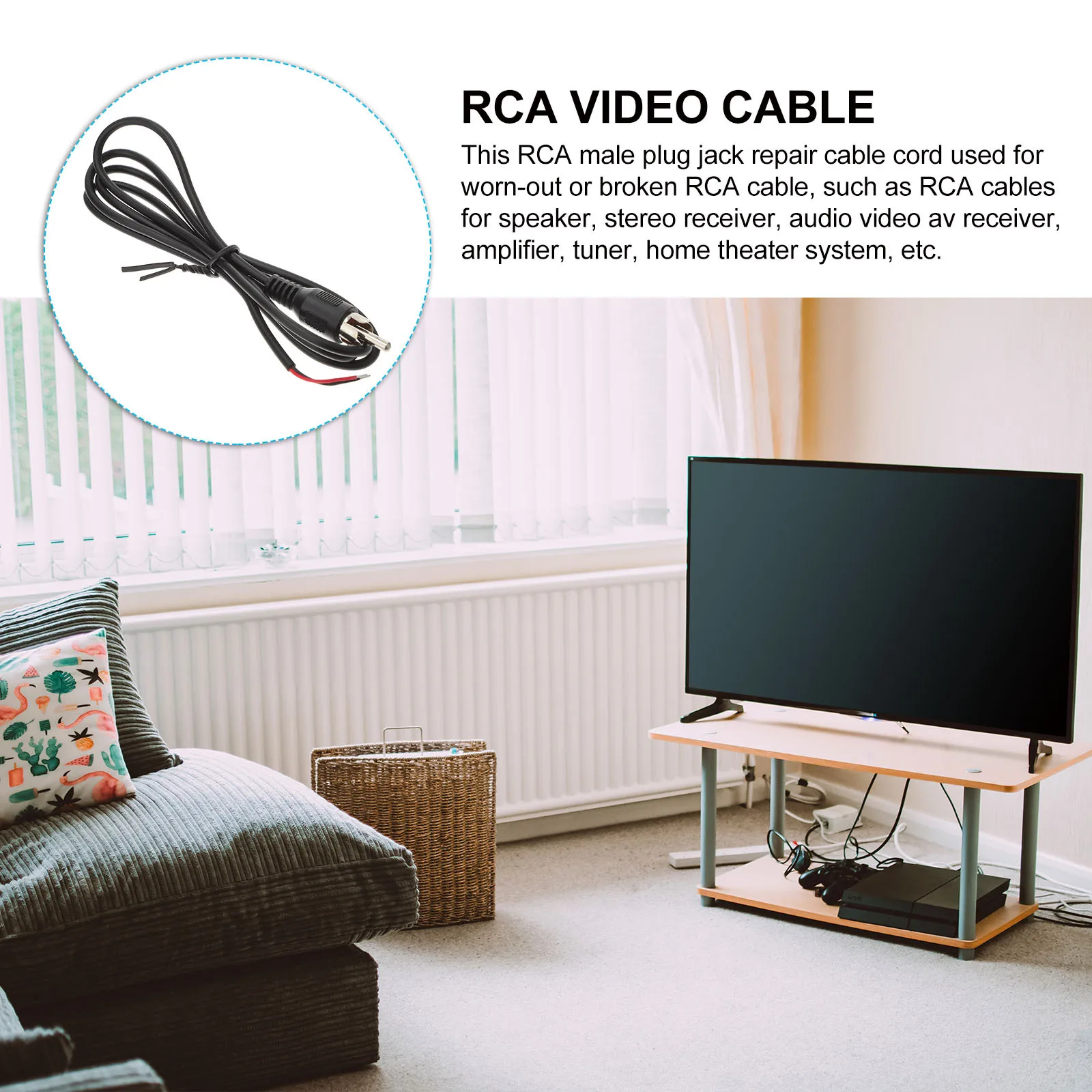 

6Pcs Male Plug Jack to Bare Wire Audio Cable PVC Cord Replacement for Speaker Stereo Amplifier