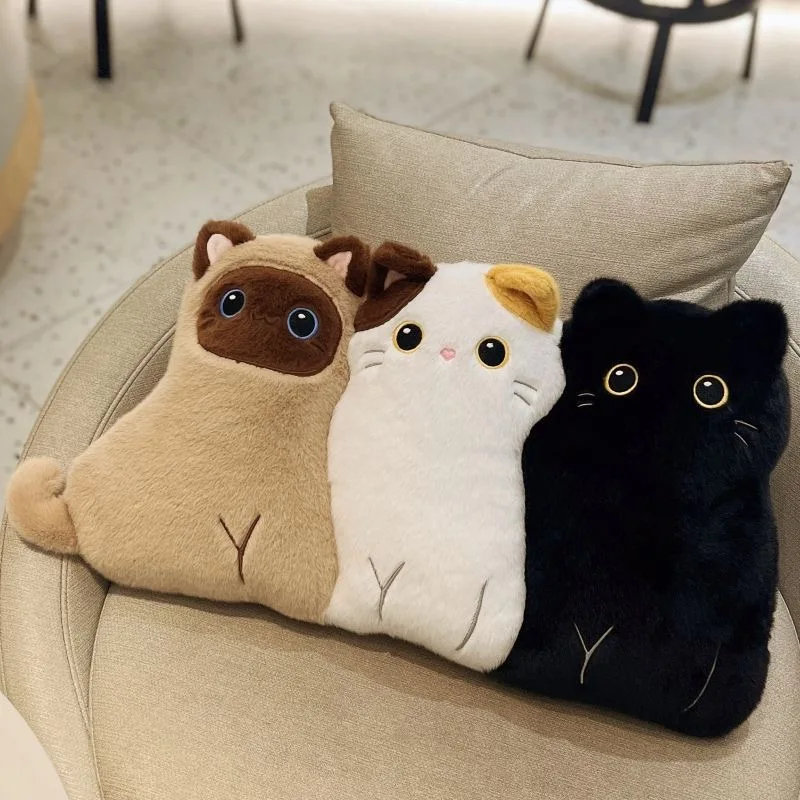 55x32cm Kawaii Cute Cat Dog Throw Pillow Cat Plushie Cushion Funny Sofa Room Decoration