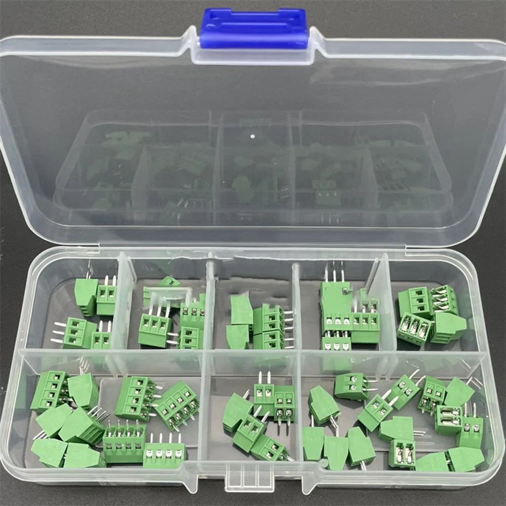 50pcs KF128 Terminal Block 2.54mm 2/3/4P Screw PCB Mount Screw Connector Kit Box Plastic Screw Terminals Replacement Accessories