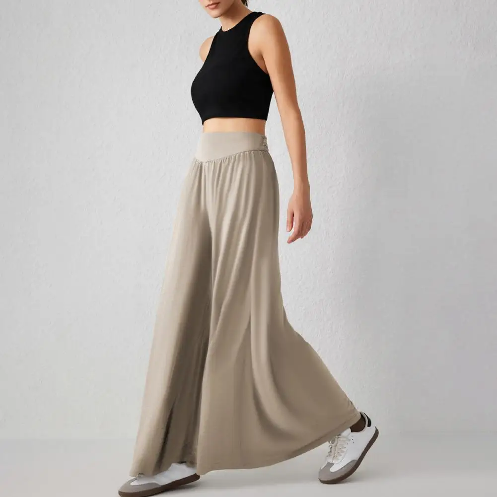 

Elastic Waist Wide-leg Pants Stylish Yoga Dance Pants for Women High Waist Tummy Control Wide Leg Trousers Loose for Activities