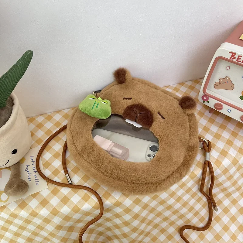 See-through Bag Stuffed Animals Plush Kawaii Capybara Portable Crossbody Bag Beautiful Exquisite Brithday Present for Children