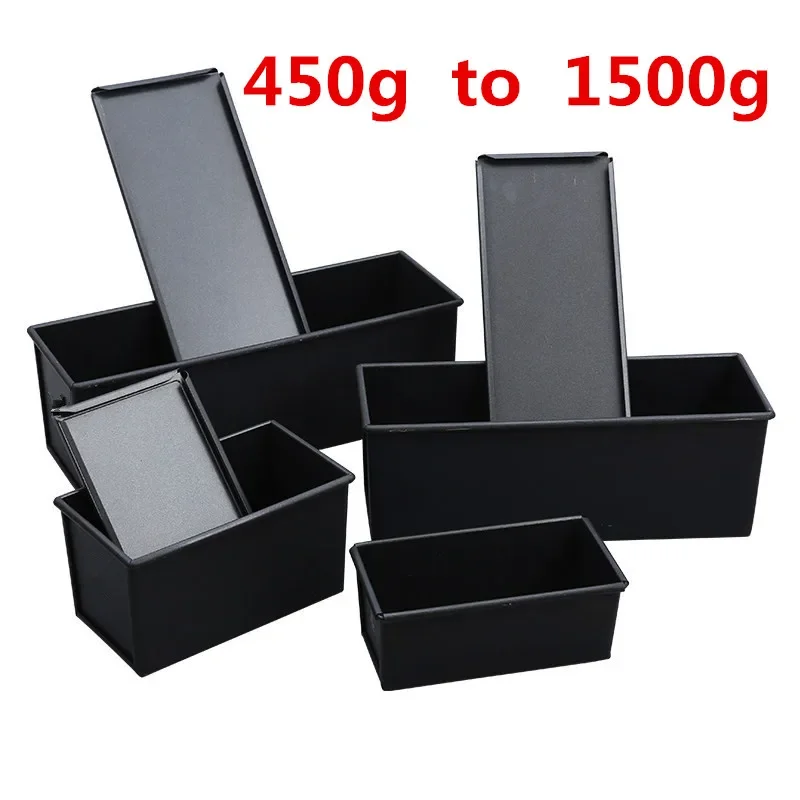 Caja de Pan antiadherente negra con tapa, molde de hierro para tostadas, utensilios para hornear de cocina, herramienta para hornear pasteles