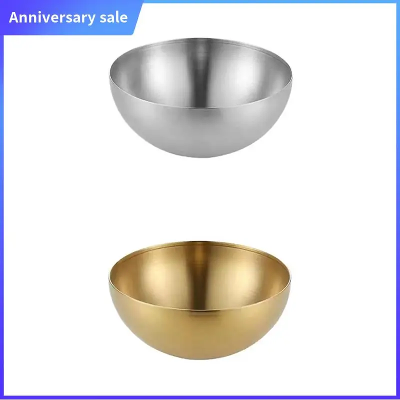 

Large Capacity Golden Stainless Steel Bowls For Fruit Salad, Korean Style Food Container For Soup And Noodles