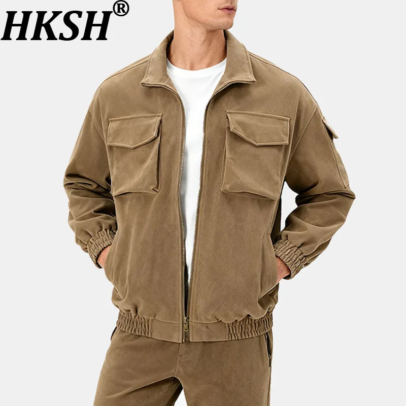 

HKSH осень-зима новая мужская утепленная замшевая куртка High Sense с несколькими карманами модные ветрозащитные шикарные пальто в стиле сафари HK16330