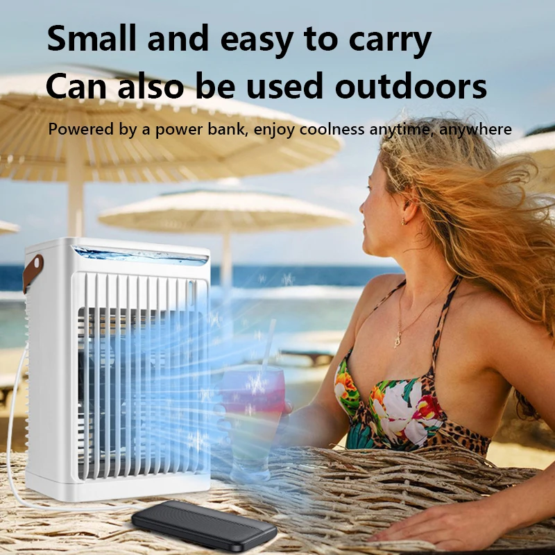 Портативный вентилятор воздушного охлаждения Xiaomi с 7-цветным светодиодным ночником, баком для воды 6,8 л, 5 скоростей, энергосбережения для домашнего офиса, спальни