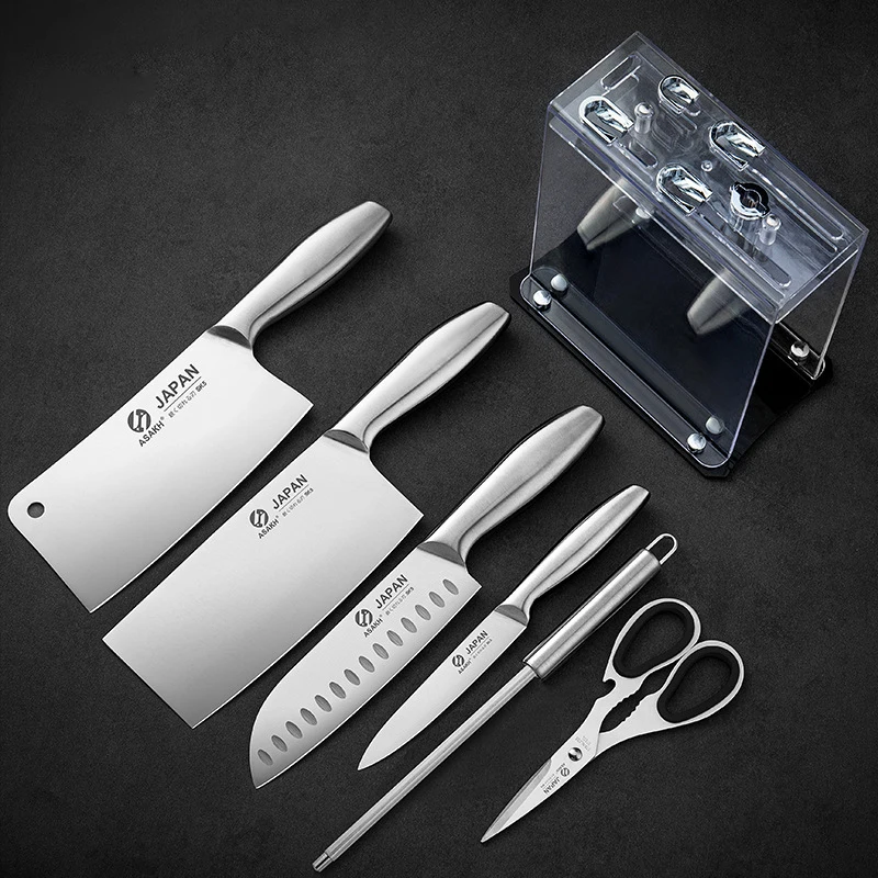 1-7 stücke Kochmesser Set Hohl griff Messer Set Edelstahl Haushalt Schneiden Küchenmesser Fleisch beil Hackmesser