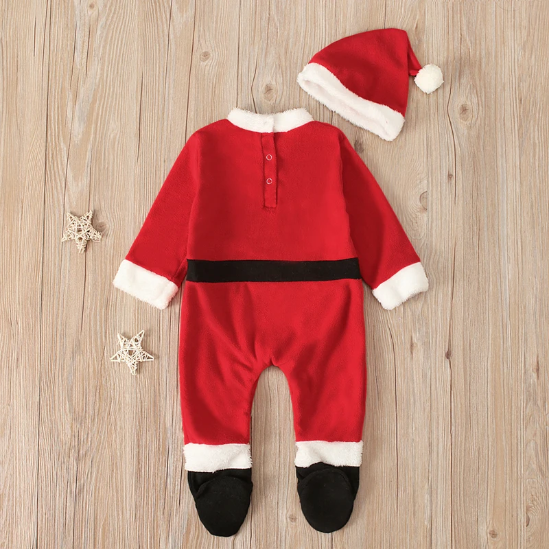 Boys and girls European and American spring and autumn style Santa Claus long-sleeved jumpsuit romper crawling clothes two-piece