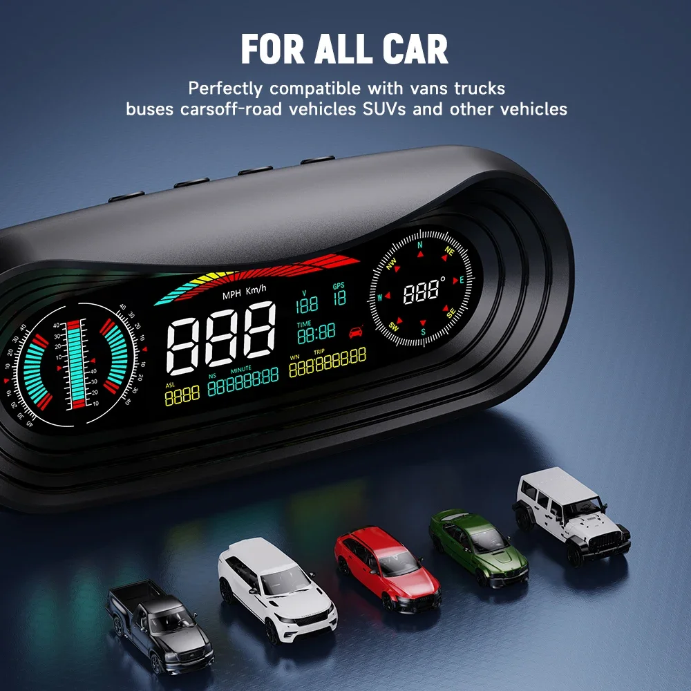 ANCEL P18 Head Up Display Car Speed OBD2 GPS HUD Clock Glass Projector Electronics Car Accessories For All Car