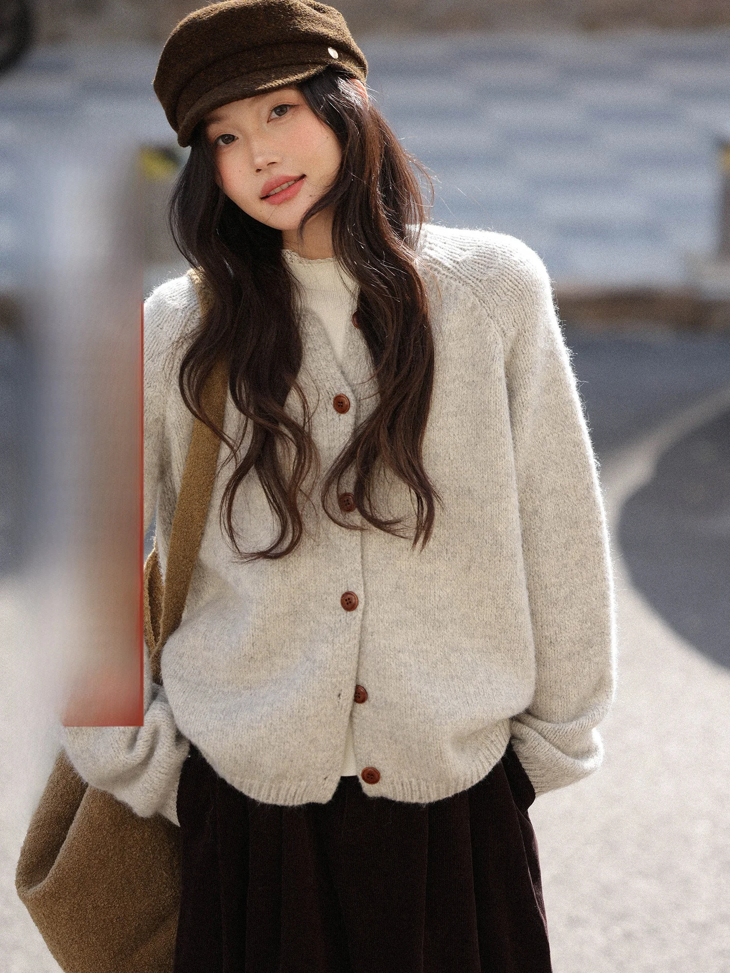 

Thiened вязаный свитер на пуговицах, пальто, женская свободная зимняя верхняя одежда, повседневный удобный длинный круглый топ свеч Ne