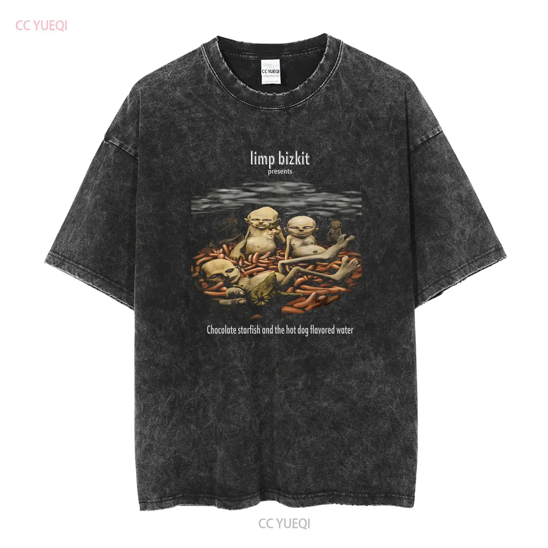 Limp Bizkit Chocolate starfish and the hot dog flavored water T shirt vintage Washed Stretched streetwear Top For Everyday Wear