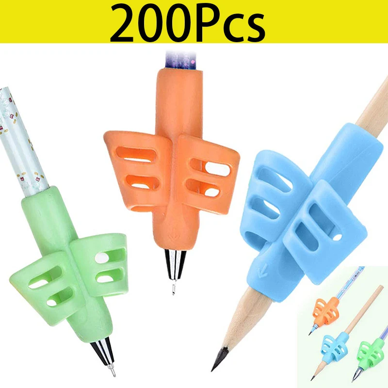 200Pcs Writing Grasping Correction Rubber Correct Pen Grip Pencil Holders For Kids Office School Supplies