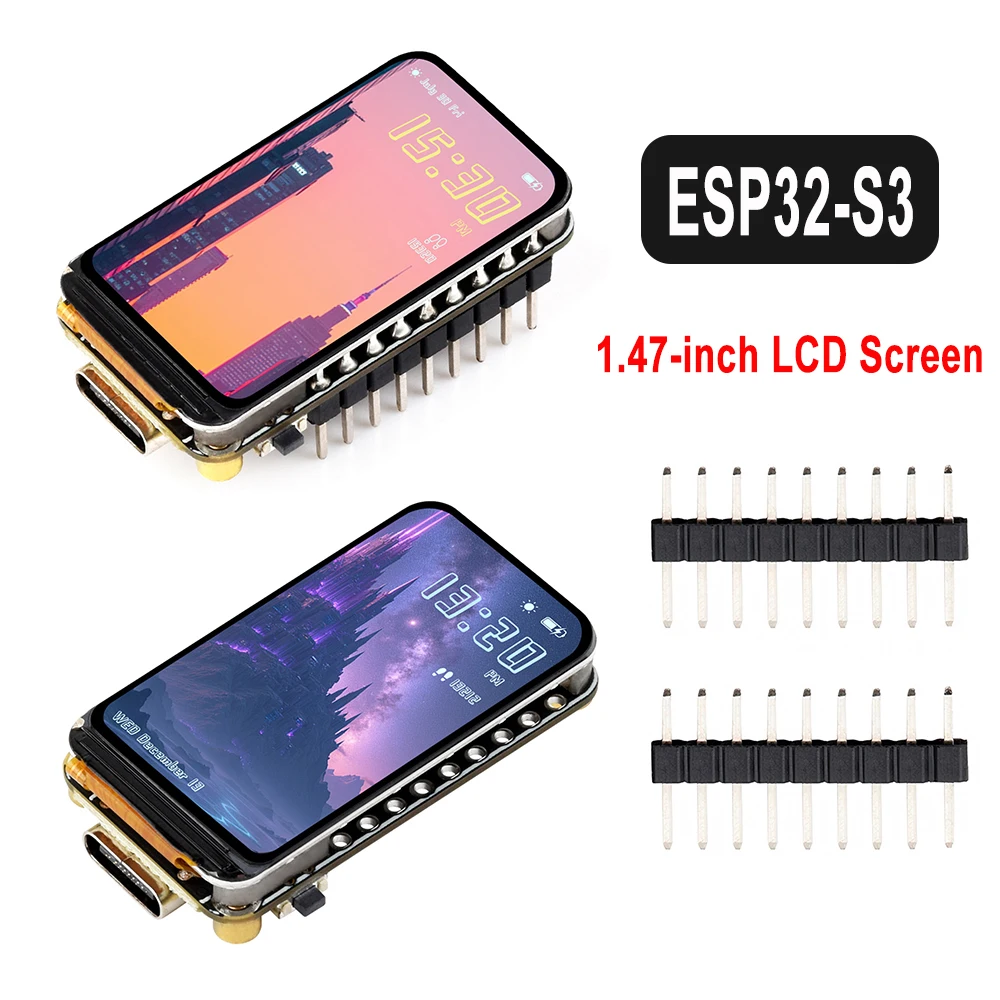 

ESP32-S3 1,47-дюймовый IPS ЖК-экран, Wi-Fi, Bluetooth, макетная плата, разрешение 172 × 320, двухъядерный процессор, 8 МБ PSRAM, 16 МБ флэш-памяти