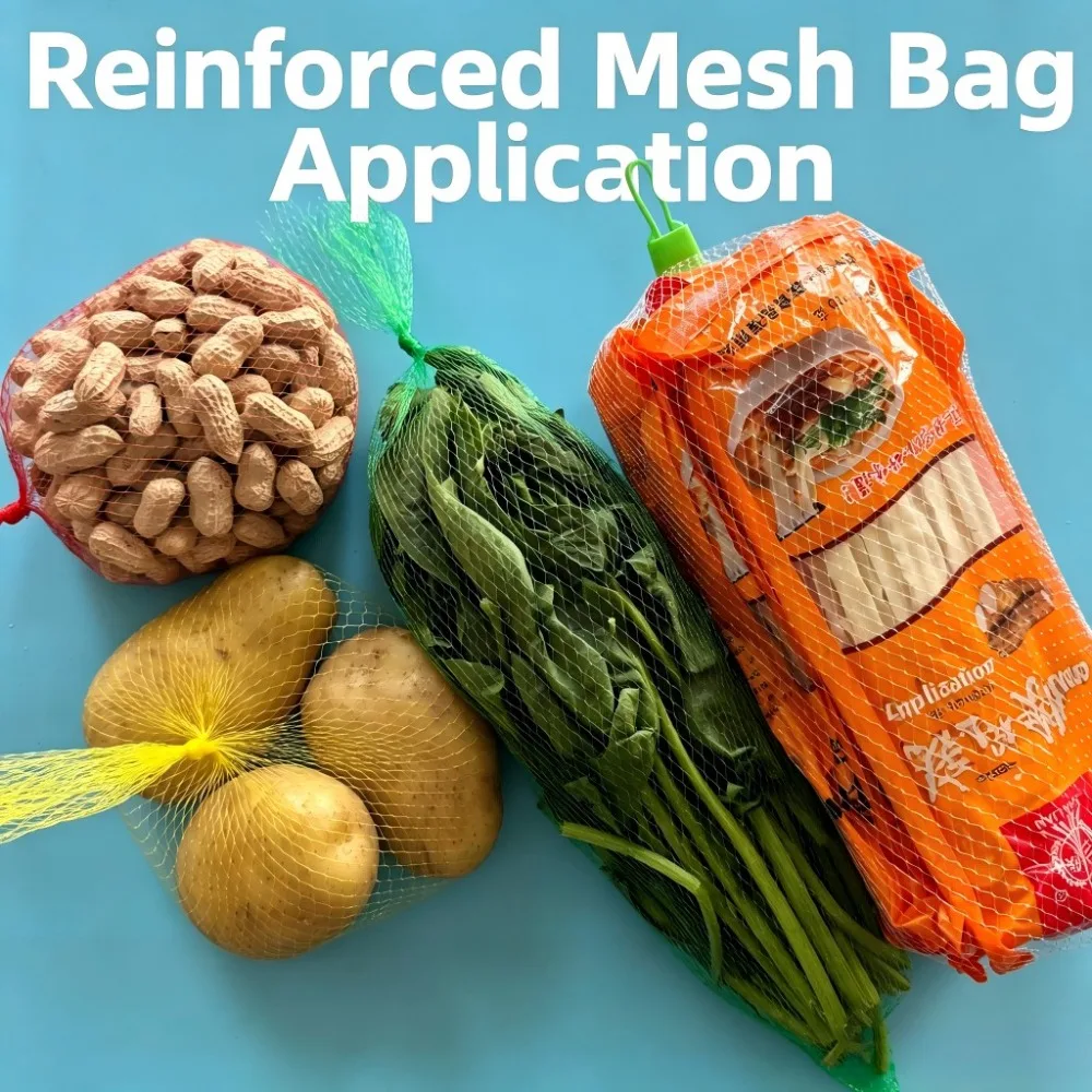 100Pcs Heavy Duty Rigid Plastic Produce Bags - Thickened Grocery Mesh Sacks for Fruits Vegetables Storage
