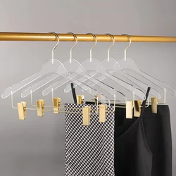 Advanced Acrylic Coat Hanger With Clip Closet Organizer Clothes Hanger Anti slip Suit Pant Hanger 5/10pcs,Wardrobe Storage