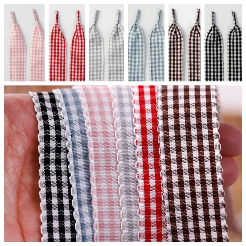 Eco Friendly Lace Plaid Shoelaces for German Trainers, Cute Flat Lace Ribbon for Canvas Sneakers, Fresh Style Shoe Laces