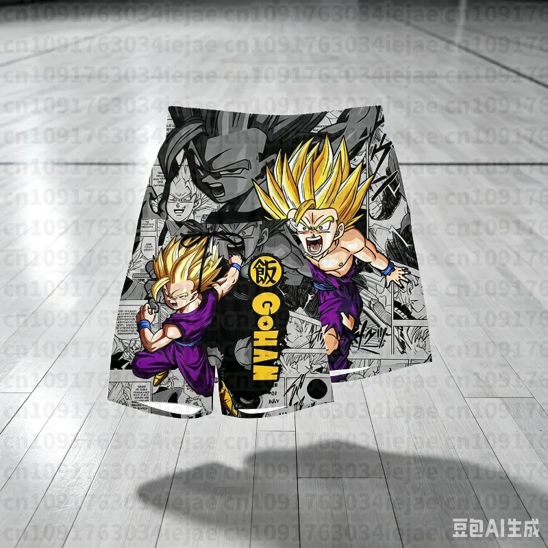 2026 New Dragon Ball Gohan Super Saiyan Manga Print Quick Dry Shorts Men Casual Beach Wear Workout Sports Board Shorts